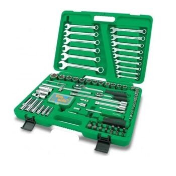 طقم لقم ومفاتيح سقاطة 106 قطعة، بمقاسات 1/2 و 1/4 بوصة، في حقيبة بلاستيكية خضراء من TOPTUL