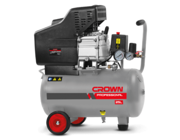 ضاغط هواء (كمبروسر) كراون 25 لتر، بقوة 2 حصان وتدفق 195 لتر/دقيقة CROWN