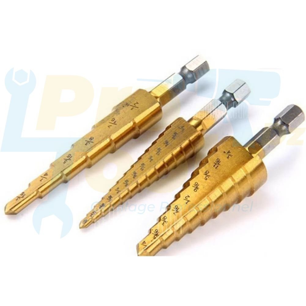 Jeu de 3 forets étagés coniques HSS 3-20 mm TC0291 - BEETRO