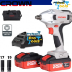 مفتاح ربط صدمي (بولونيز) لاسلكي بدون فحمات 20 فولت، 1/2 بوصة، بعزم 320 نيوتن متر، مع بطاريتين 4.0 أمبير وحقيبة