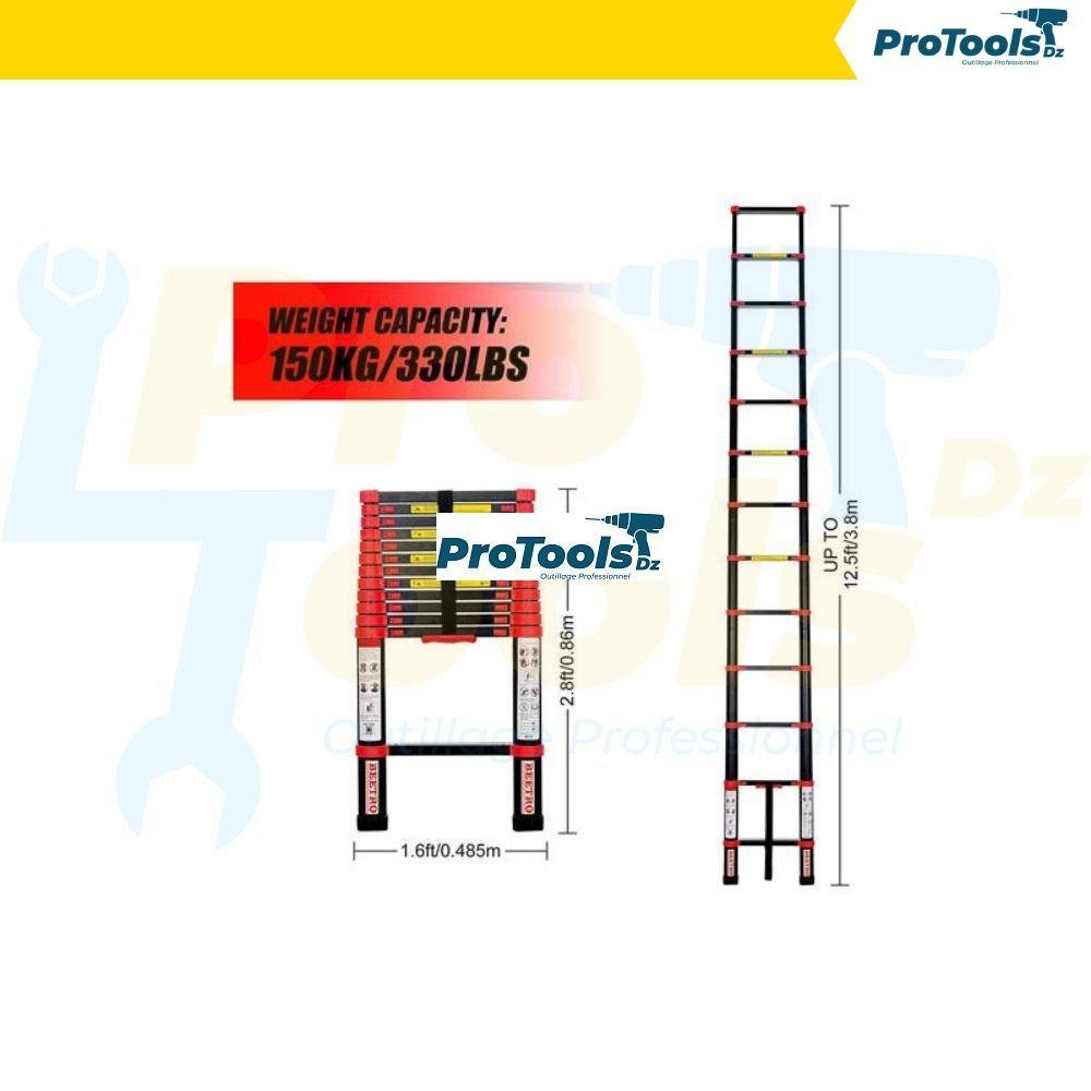 سلم المنيوم تلسكوبي 3.8 متر 150 كيلو TC0343 - بيترو