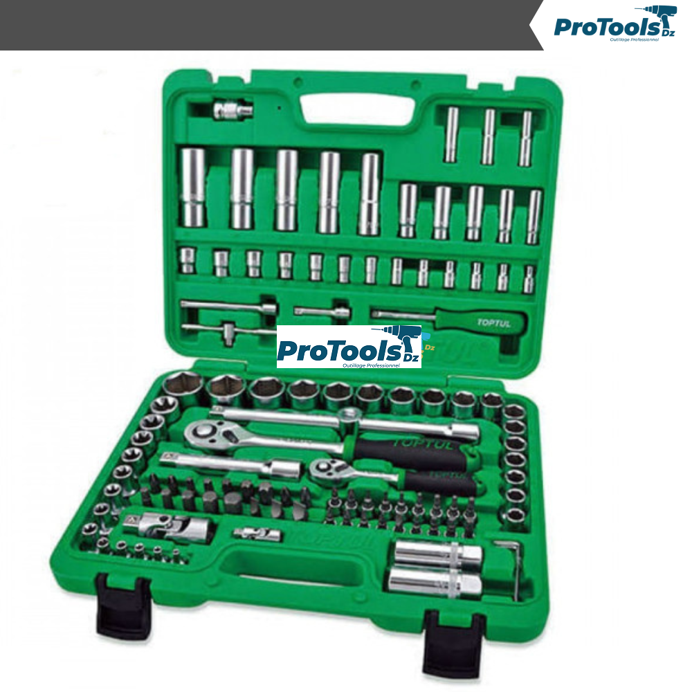 Caisse A Outils 108PCs (8-32mm) (1/4-1/2) (Plastique Vert) GCAI108R -TOPTUL
