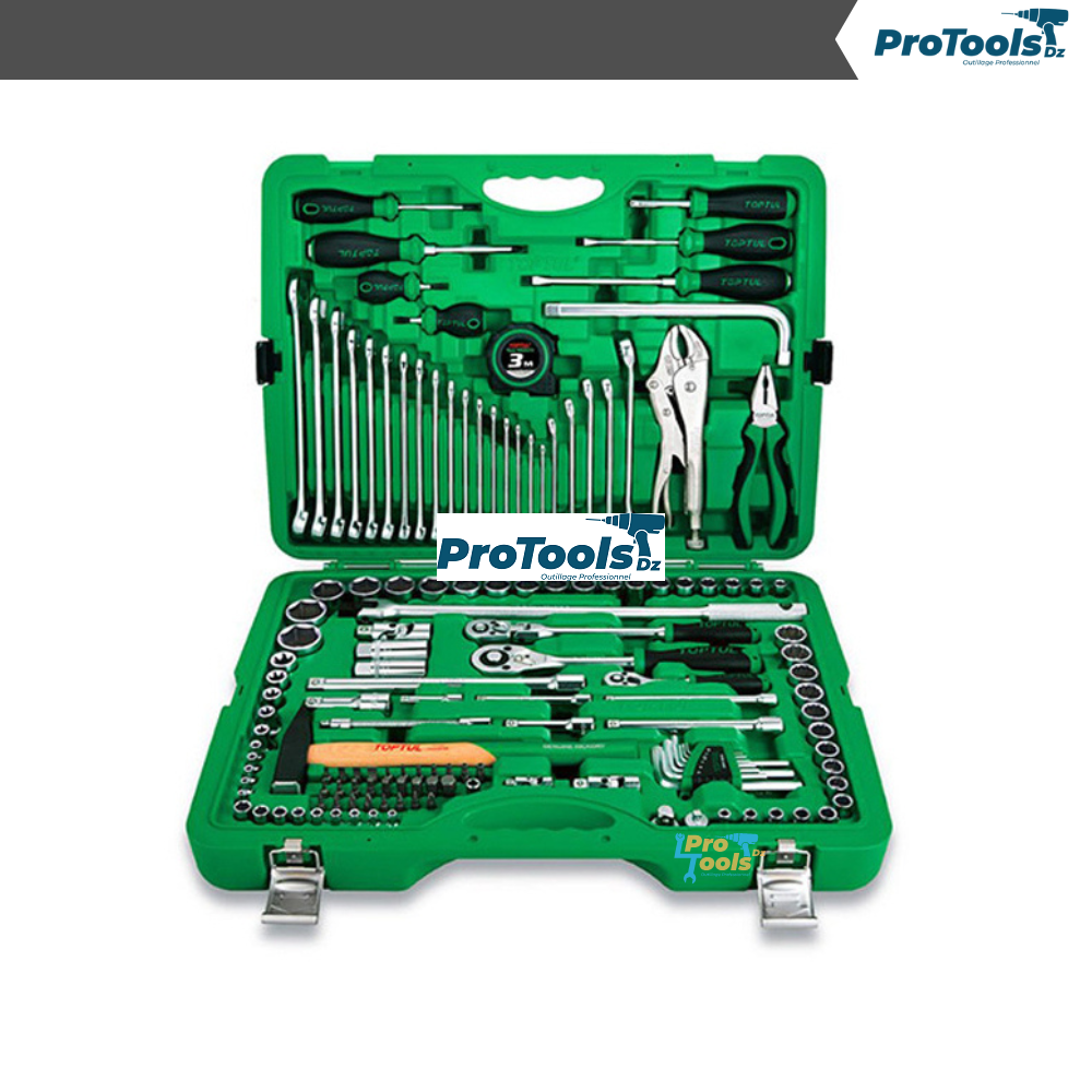 Caisse A Outils 144PCS PROFESSIONAL GRADE 1/4", 3/8" & 1/2" (Plastique Vert) - GCAI144R-TOPTUL