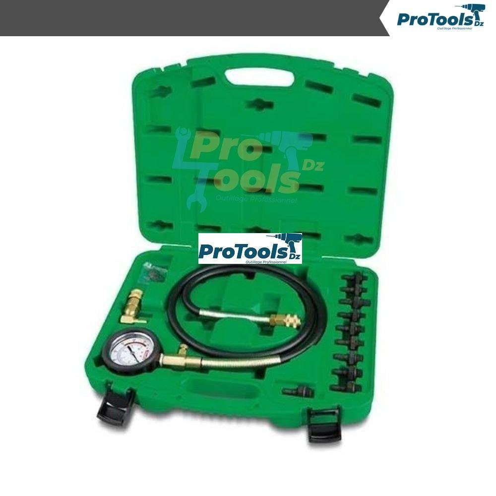 طقم اختبار ضغط زيت المحرك 12 قطعة في حقيبة بلاستيكية خضراء من TOPTUL