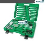 طقم لقم ومفاتيح سقاطة 106 قطعة، بمقاسات 1/2 و 1/4 بوصة، في حقيبة بلاستيكية خضراء من TOPTUL