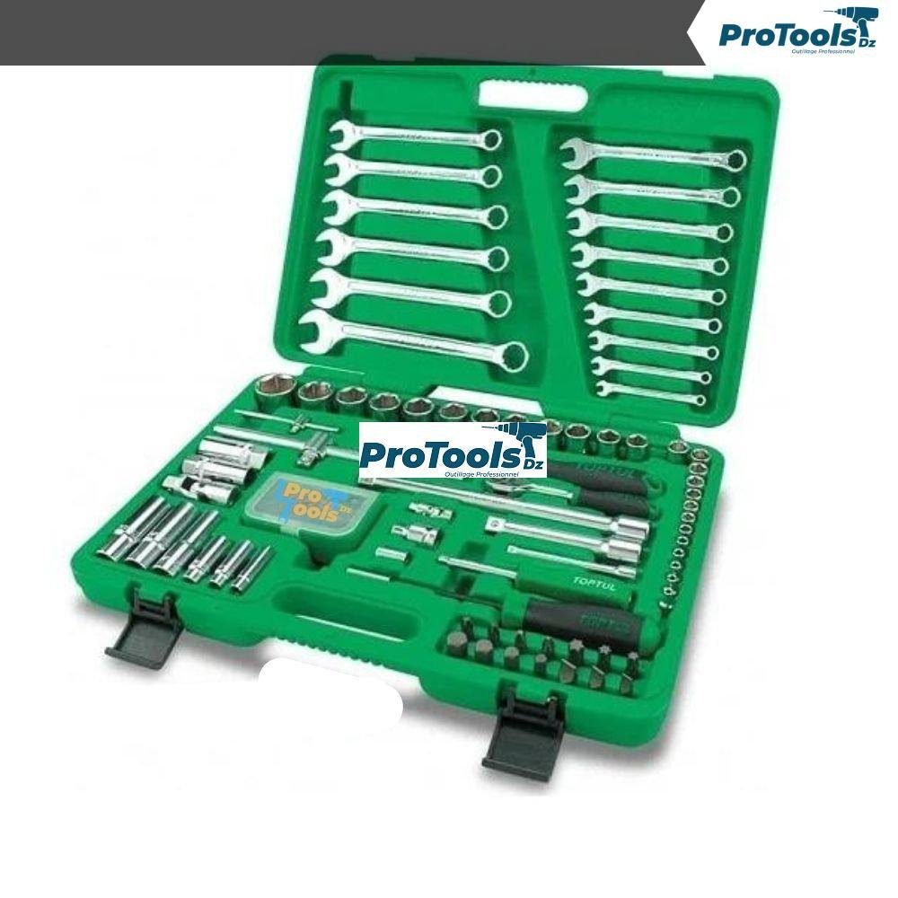 طقم لقم ومفاتيح سقاطة 106 قطعة، بمقاسات 1/2 و 1/4 بوصة، في حقيبة بلاستيكية خضراء من TOPTUL طقم لقم ومفاتيح سقاطة 106 قطعة، بمقاسات 1/2 و 1/4 بوصة، في حقيبة بلاستيكية خضراء من TOPTUL